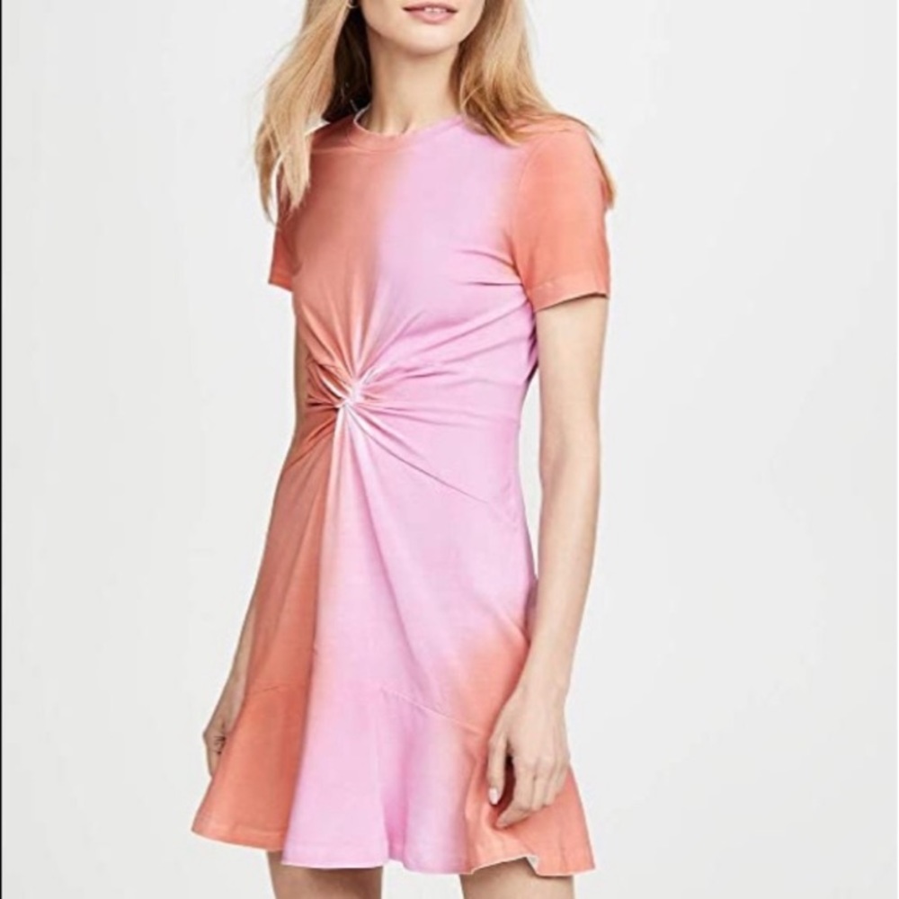 PARKER Tie Dye Twist Front Coral Dusk Dress Medium